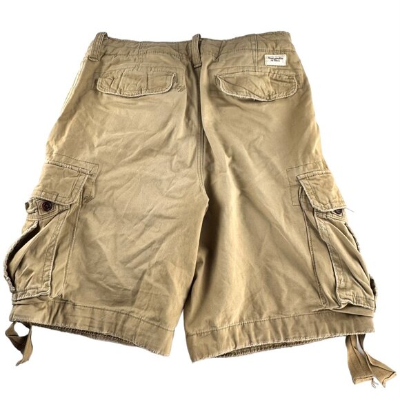 Abercrombie & Fitch Heavyweight Khaki Cargo Shorts Size 32 - Picture 3 of 11